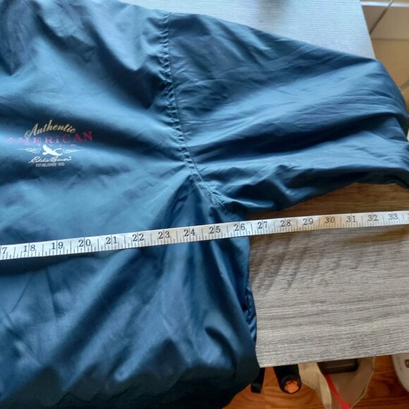 Vintage Eddie Bauer Men’s Windbreaker Jacket Hide Away Hood Navy Medium - Picture 4 of 6